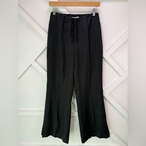NWT Crown Linen Designs Classic Wide Leg 100% Linen Pants Black Size XS